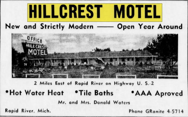 Hillcrest Inn & Motel (Hill Crest Motel) - April 1963 Ad